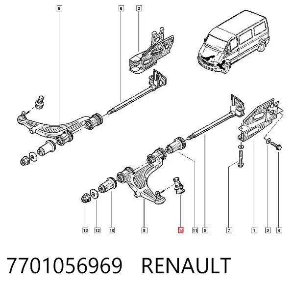 Sworzeń wahacza dolny 7701056969 Renault (RVI)