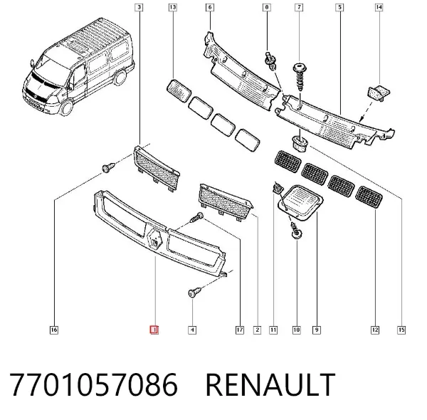 Atrapa chłodnicy 7701057086 Renault (RVI)