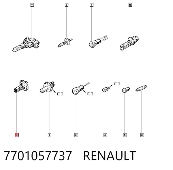 Żarówka halogenowa 7701057737 Renault (RVI)