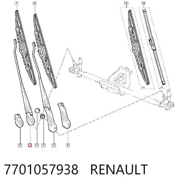 Ramię wycieraczki szyby przedniej Renault Clio II