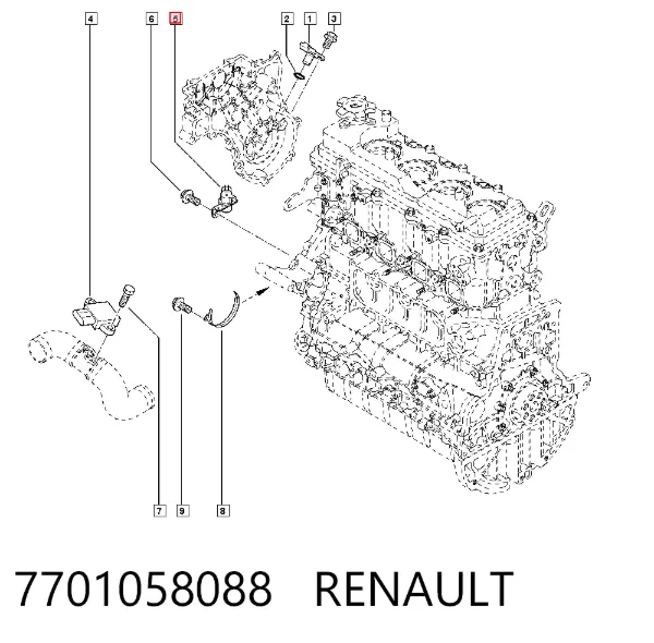 Czujnik położenia wału korbowego 7701058088 Renault (RVI)