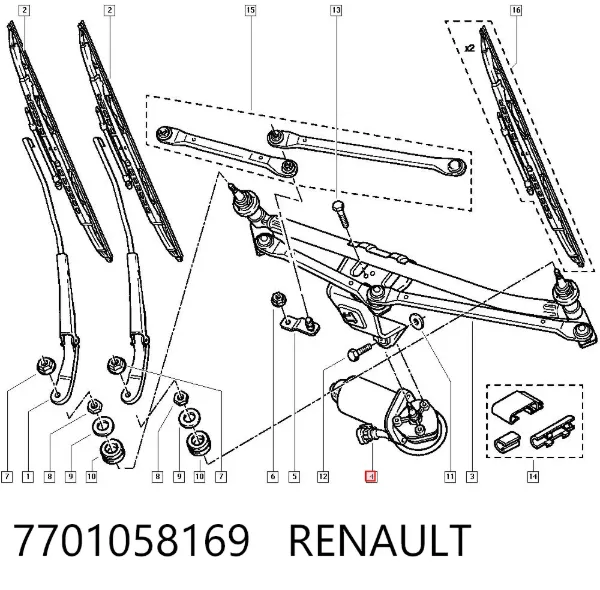 Silniczek wycieraczki szyby przedniej 7701058169 Renault (RVI)