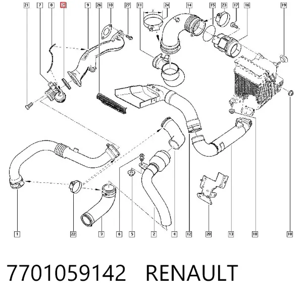 Uszczelka przepustnicy 7701059142 Renault (RVI)