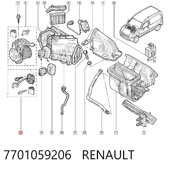 Rezystor wentylatora nagrzewnicy (ogrzewacza kabiny) 7701059206 Renault (RVI)