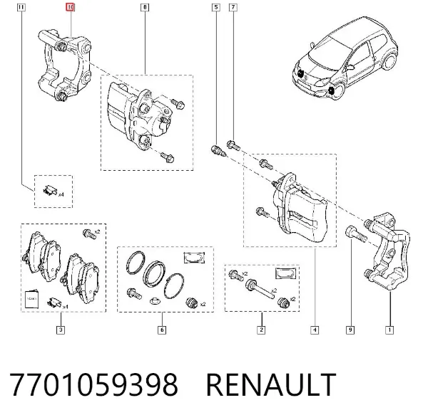 Jarzmo zacisku hamulcowego przedniego 7701059398 Renault (RVI)