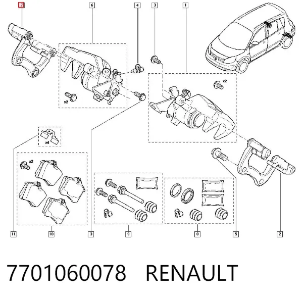 Jarzmo zacisku hamulcowego tylnego 7701060078 Renault (RVI)