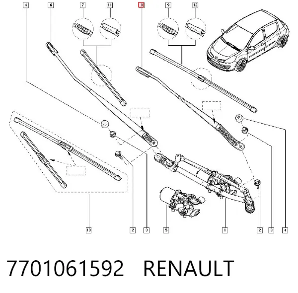 Ramię wycieraczki szyby przedniej Renault Clio III