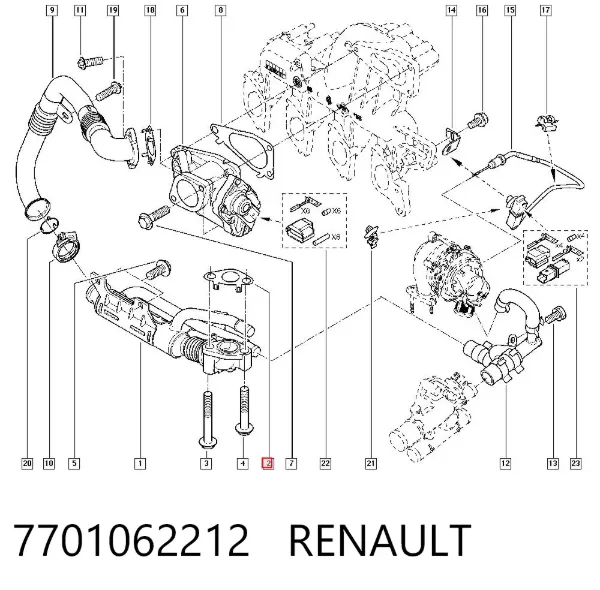 Zawór recyrkulacji spalin EGR 7701062212 Renault (RVI)