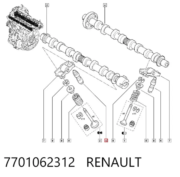 Kompensator hydrauliczny (popychacz hydrauliczny), popychacz zaworu 7701062312 Renault (RVI)