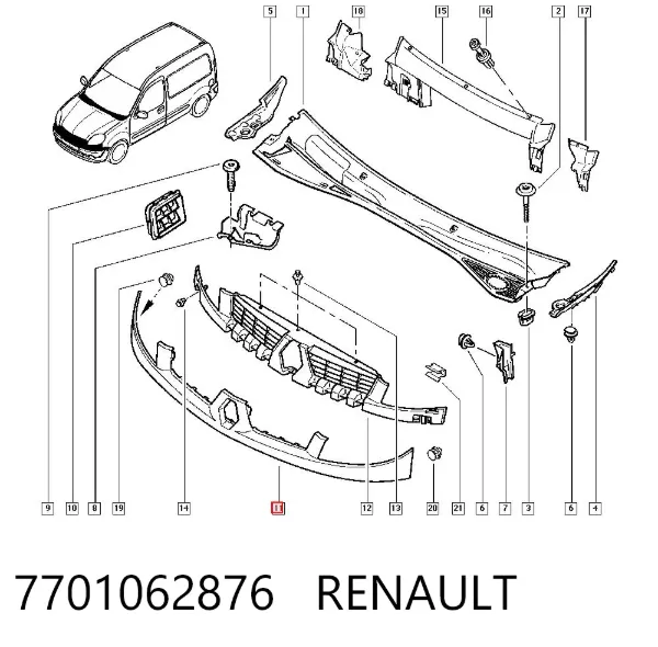 Atrapa chłodnicy 7701062876 Renault (RVI)