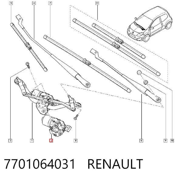 Silniczek wycieraczki szyby przedniej 7701064031 Renault (RVI)