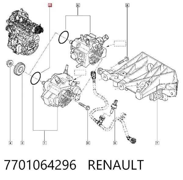 Uszczelka pompy wtryskowej 7701064296 Renault (RVI)