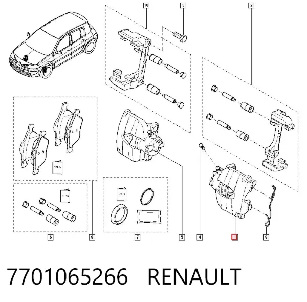Zacisk hamulcowy przedni lewy 7701065266 Renault (RVI)