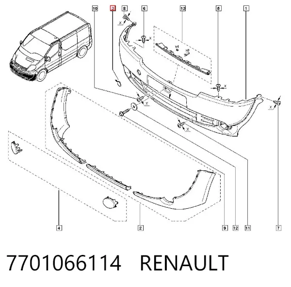 Zaślepka haku holowniczego zderzaka przednia Renault Trafic II