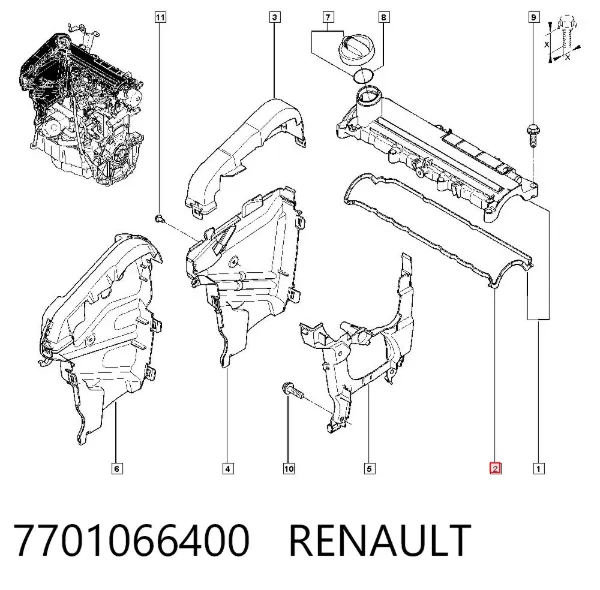 Uszczelka pokrywy zaworowej silnika 7701066400 Renault (RVI)