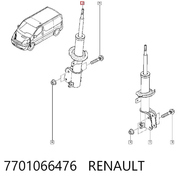 Amortyzator przedni 7701066476 Renault (RVI)