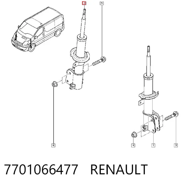 Amortyzator przedni 7701066477 Renault (RVI)