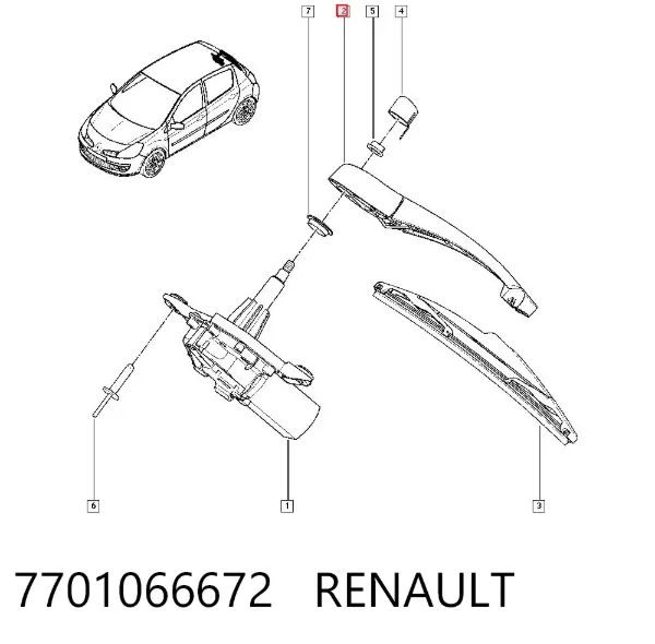 Ramię wycieraczki szyby tylnej 7701066672 Renault (RVI)