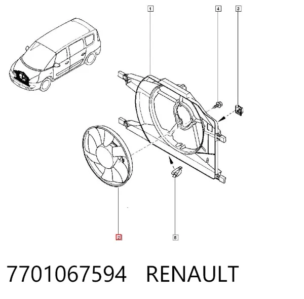 Wentylator elektryczny układu chłodzenia kompletny (silnik+wirnik) Renault Laguna II