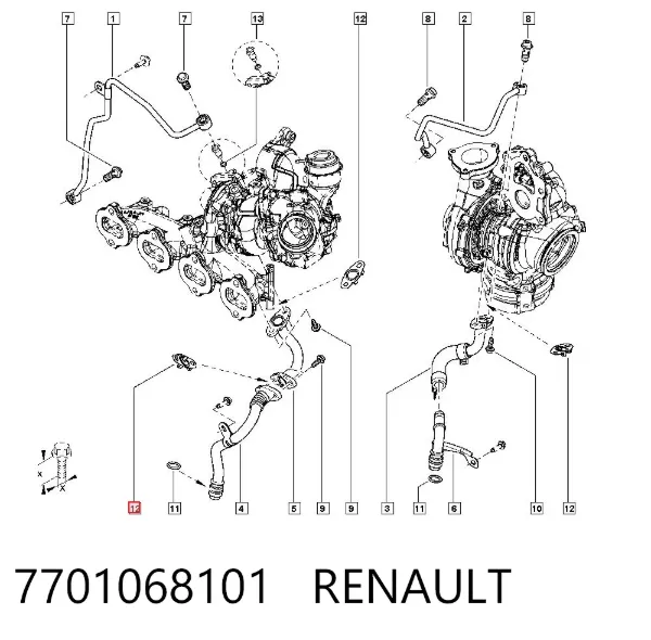 Uszczelka przewodu spływu oleju z turbiny 7701068101 Renault (RVI)