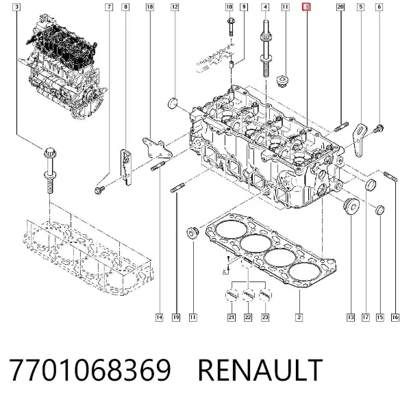 Głowica cylindrów 7701068369 Renault (RVI)