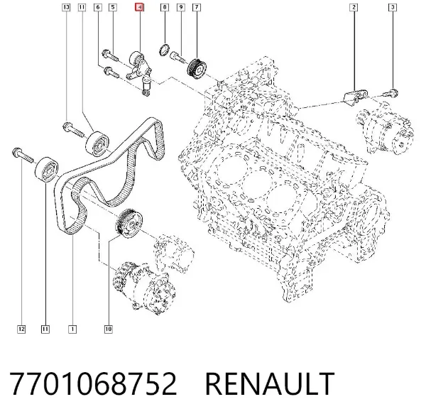 Napinacz paska napędowego 7701068752 Renault (RVI)
