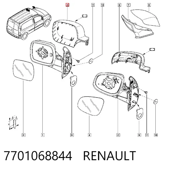 Nakładka (pokrywa) lusterka wstecznego lewa 7701068844 Renault (RVI)