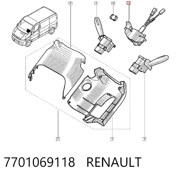 Pierścień kontaktowy AIRBAG, taśma kierownicy 7701069118 Renault (RVI)