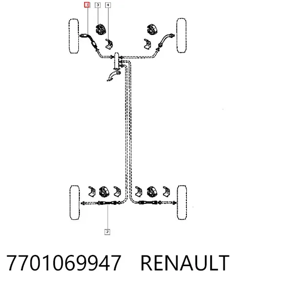 Przewód hamulcowy przedni 7701069947 Renault (RVI)