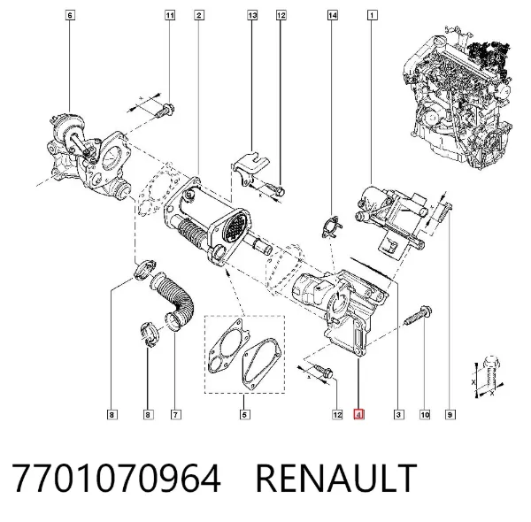 Zawór recyrkulacji spalin EGR 7701070964 Renault (RVI)