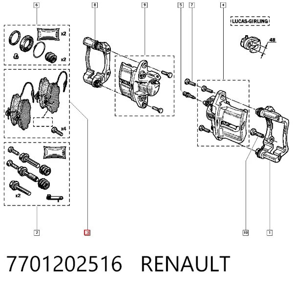 Klocki hamulcowe przednie tarczowe 7701202516 Renault (RVI)