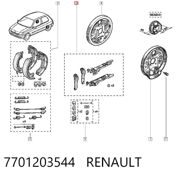Samoregulator szczęk hamulcowych (zestaw naprawczy) 7701203544 Renault (RVI)