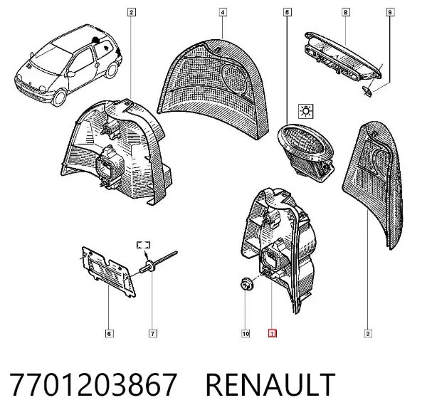 Lampa zespolona tylna lewa 7701203867 Renault (RVI)