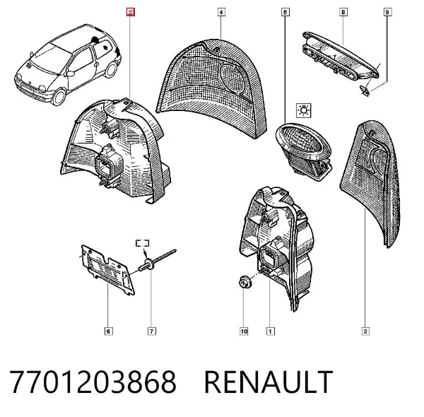 Lampa zespolona tylna prawa 7701203868 Renault (RVI)