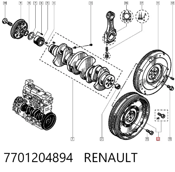 Koło zamachowe silnika 7701204894 Renault (RVI)