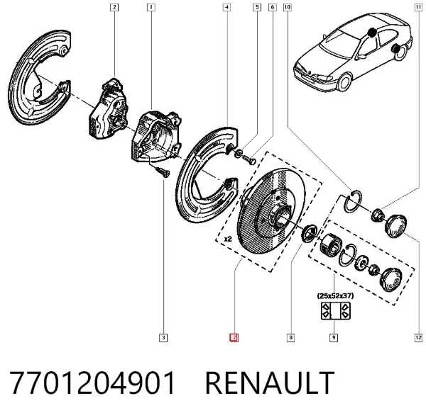 Tarcza hamulcowa tylna 7701204901 Renault (RVI)