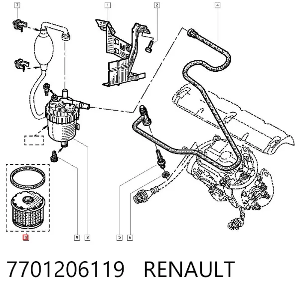 Filtr paliwa 7701206119 Renault (RVI)