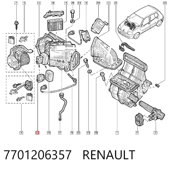 Zawór termostatyczny klimatyzacji 7701206357 Renault (RVI)