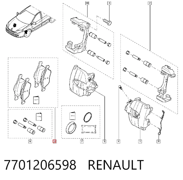 Klocki hamulcowe przednie tarczowe 7701206598 Renault (RVI)