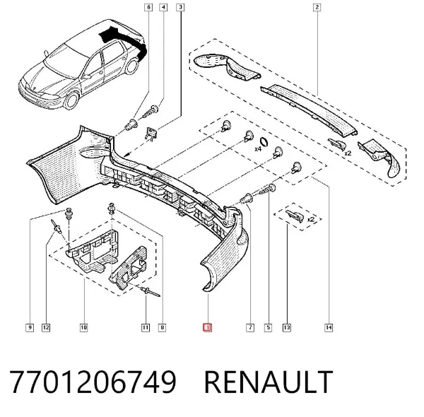 Zderzak tylny Renault Laguna II