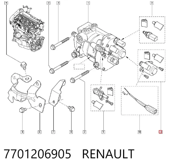 Zawór regulacji ciśnienia (zawór redukcyjny pompy wtryskowej) System Common-Rail 7701206905 Renault (RVI)