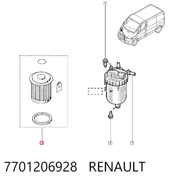 Filtr paliwa 7701206928 Renault (RVI)