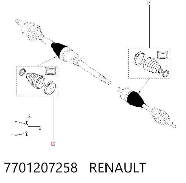 Osłona przegubu homokinetycznego półosi przedniej wewnętrzna 7701207258 Renault (RVI)