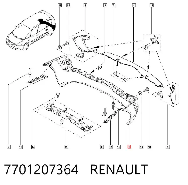Zderzak tylny Renault Espace IV