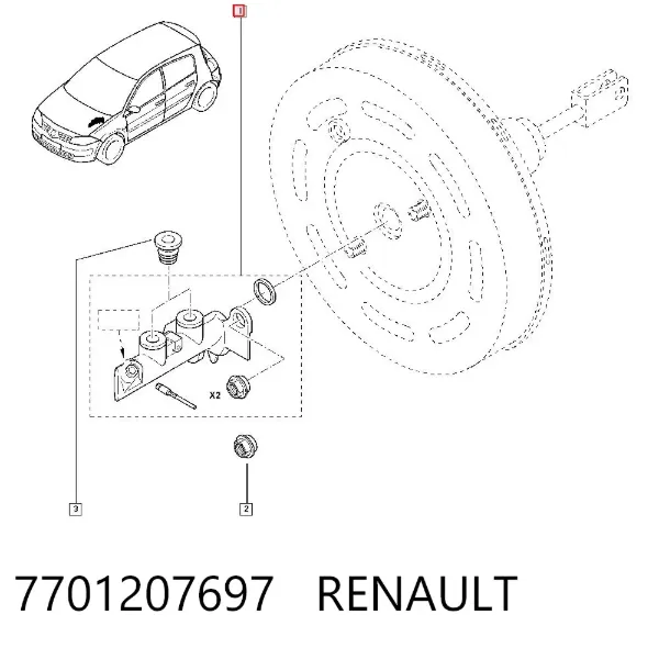 Główny cylinder hamulców 7701207697 Renault (RVI)