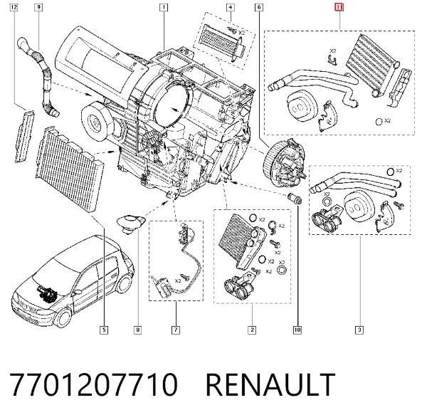 Chłodnica nagrzewnicy (ogrzewacza) 7701207710 Renault (RVI)