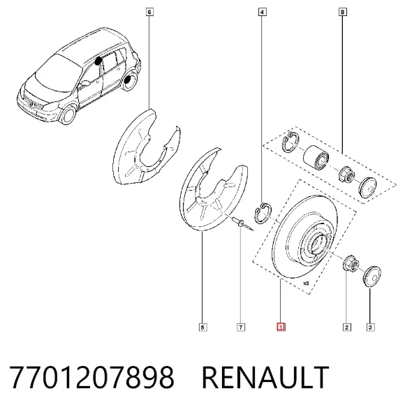 Tarcza hamulcowa tylna 7701207898 Renault (RVI)