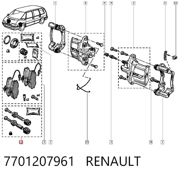 Zestaw naprawczy zacisku hamulcowego przedniego 7701207961 Renault (RVI)