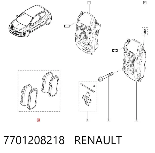 Klocki hamulcowe przednie tarczowe 7701208218 Renault (RVI)