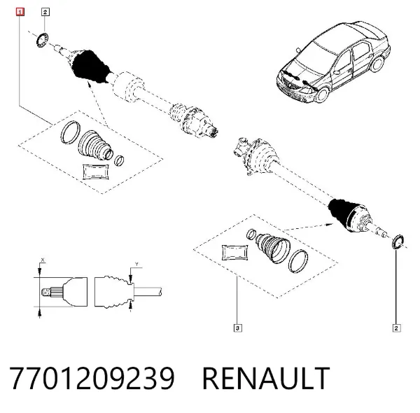 Osłona przegubu homokinetycznego półosi przedniej zewnętrzna 7701209239 Renault (RVI)
